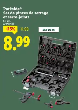 Lidl PARKSIDE Set de pinces de serrage et serre-joints offre