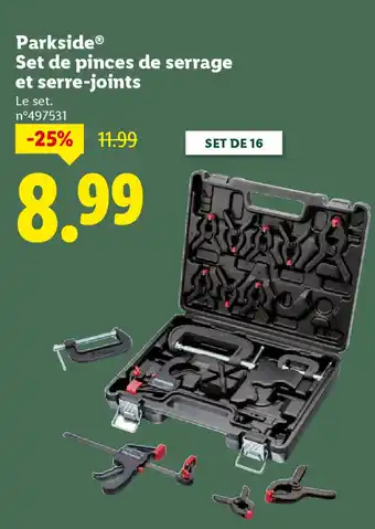 Lidl PARKSIDE Set de pinces de serrage et serre-joints offre