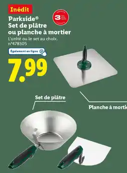 Lidl PARKSIDE Set de plâtre Planche à mortier offre