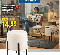 Lidl LIVARNO HOME Tabouret avec compartiment de rangement offre