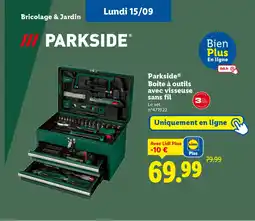 Lidl PARKSIDE Boite à outils avec visseuse sans fil offre
