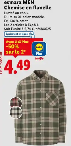 Lidl ESMARA MEN Chemise en flanelle offre