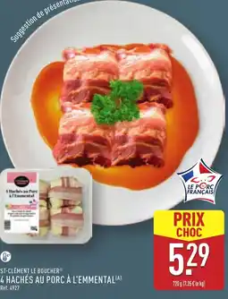 ALDI 4 HACHÉS AU PORC À L'EMMENTAL offre