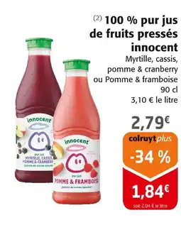 Colruyt INNOCENT 100 % pur jus de fruits pressés offre