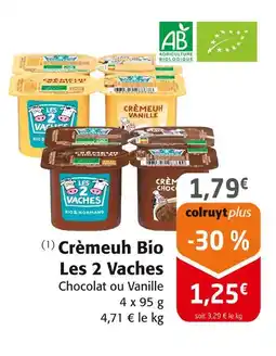 Colruyt LES 2 VACHES Crèmeuh Bio offre