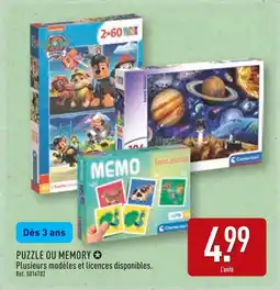 ALDI CLEMENTONI Puzzle ou memory offre