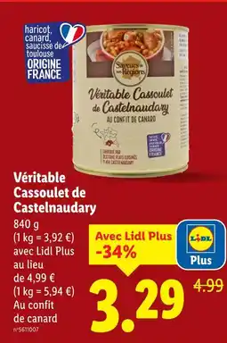 Lidl SAVEURS DE NOS RÉGIONS Véritable Cassoulet de Castelnaudary offre