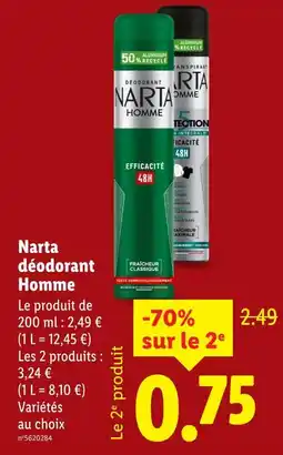 Lidl NATRA Déodorant homme offre