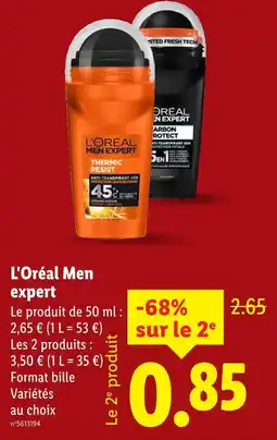 Lidl L'Oréal L'Oréal Men Expert offre