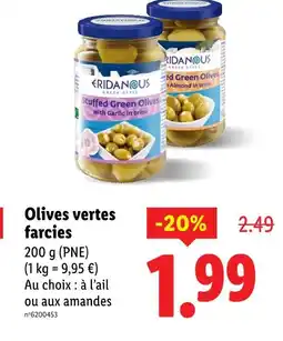 Lidl ERIDANOUS Olives vertes farcies offre