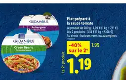 Lidl ERIDANOUS Plat préparé à la sauce tomate offre