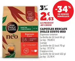 Bi1 Capsules nescafe dolce gusto neo offre