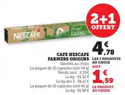 Bi1 Cafe nescafe farmers origins offre