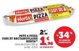 Bi1 Pate a pizza fine et rectangulaire herta offre