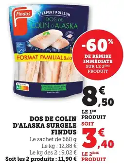 Bi1 Dos de colin produit d'alaska surgele findus offre