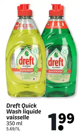Wibra DREFT Quick Wash liquide vaisselle offre