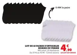 Bi1 Lot de 10 paires d'invisibles homme ou femme offre