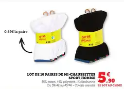 Bi1 Lot de 10 paires de mi-chaussettes sport homme offre