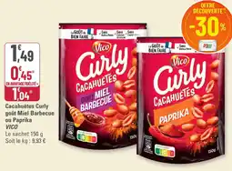 G20 Cacahuètes curly goût miel barbecue ou paprika vico offre