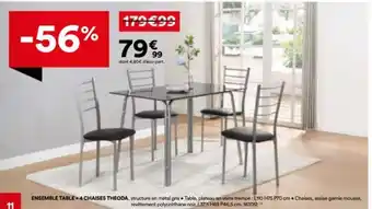 BUT Ensemble table +4 chaises theoda offre