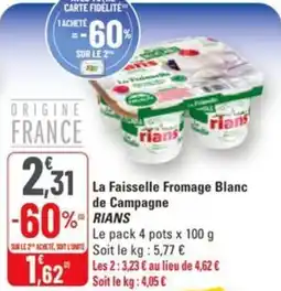 G20 La faisselle fromage blanc de campagne rians offre