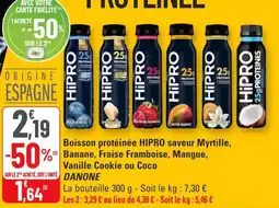 G20 Boisson protéinée hipro saveur myrtille banane fraise framboise mangue vanille cookie ou coco danone offre