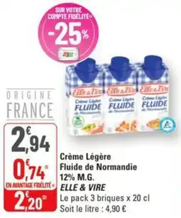 G20 Crème légère fluid de normandie 12% m.g elle & vire offre