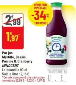 G20 Pur jus myrtille cassis pomme & cranberry innocent offre