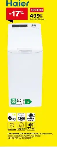 BUT HAIER Lave-linge top rtxsg26 offre