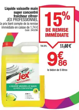 Promocash JEX PROFESSIONNEL Liquide vaisselle main super concentré fraîcheur citron offre
