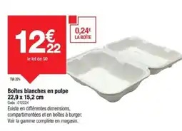 Promocash Boîtes blanches en pulpe 22,9 x 15,2 cm offre