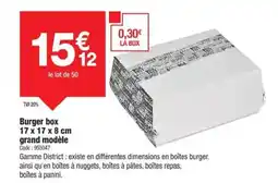 Promocash Burger box 17 x 17 x 8 cm grand modèle offre