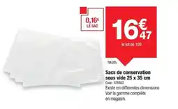 Promocash Sacs de conservation sous vide 25 x 35 cm offre