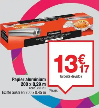 Promocash Papier aluminium 200 x 0.29 m offre