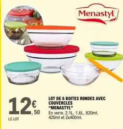 E.Leclerc LOT DE 6 BOITES RONDES AVEC COUVERCLES “MENASTYL” offre