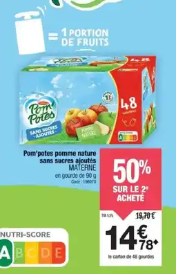 Promocash MATERNE Pom'potes pomme nature sans sucres ajoutés offre