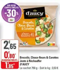 G20 Brocolis, choux-fleurs & carottes juste rechaunter d'aucy offre