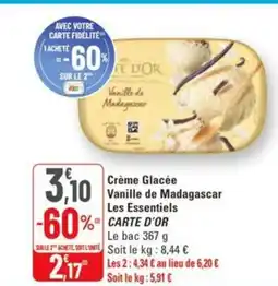 G20 Crème glacée vanille de madagascar les essentiels carte d'or offre