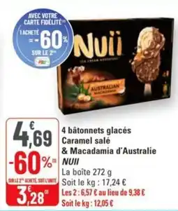 G20 4 bâtonnets glacés caramel salé & macadamia d'australie nui offre