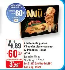 G20 4 bâtonnets glacés chocolat blanc caramel & pécan du texas nuii offre