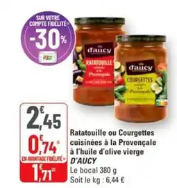 G20 Ratatouille ou courgettes cuisinées à la provençale à l'huile d'olive vierge d'aucy offre