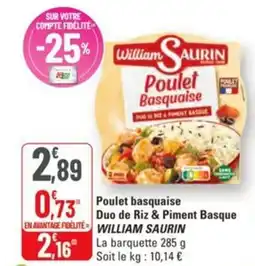 G20 Poulet basquaise duo de riz & piment basque william saurin offre