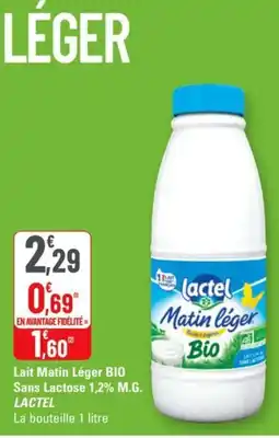 G20 Lait matin léger bio sans lactose 1,2% m.g. lactel offre