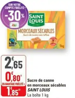 G20 Sucre de canne en morceaux sécables saint louis offre