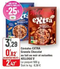 G20 Céréales extra granola chocolat au lait ou noir et noisettes kellogg's offre