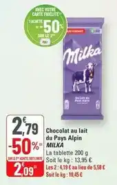 G20 Milka - chocolat au lait du pays alpin offre