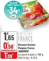 G20 Andros - dessert fruitier pomme fraise offre
