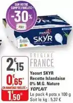 G20 Yoplait - yaourt skyr recette islandaise 0% m.g. nature offre
