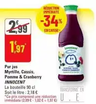 G20 Innocent - pur jus myrtille, cassis, pomme & cranberry offre