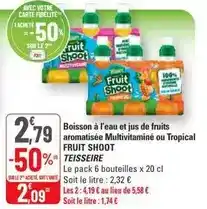 G20 Teisseire - boisson à l'eau et jus de fruits aromatisée multivitaminé ou tropical offre